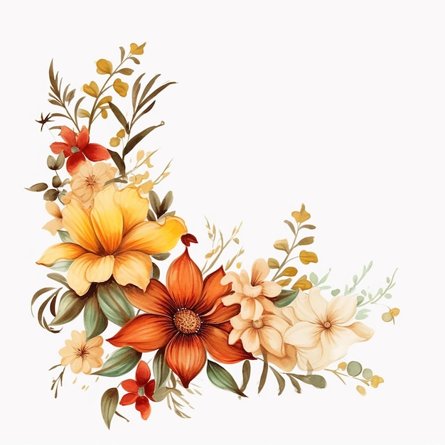 Florale Clipart-Seitenecke in Aquarell