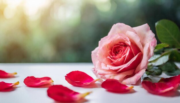 florecía en una mesa prístina simbolizando el amor la belleza y la elegancia