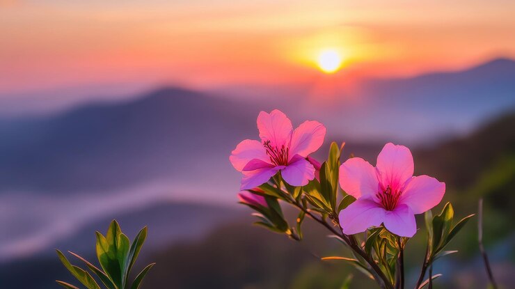 Floreciendo al amanecer El simbolismo del nuevo crecimiento en la naturaleza