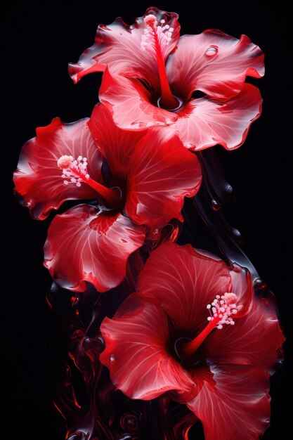 Foto floreciendo con vibrante belleza un primer plano de las flores de hibisco en un jardín tropical