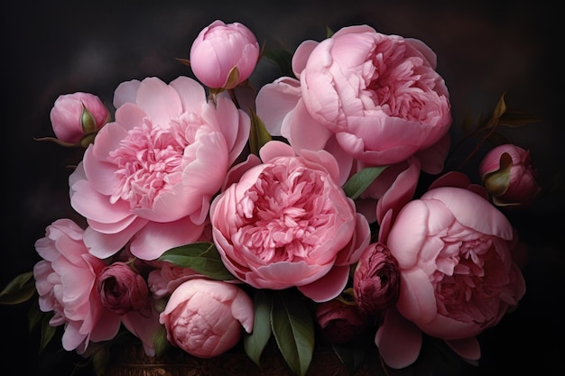 Foto florecimiento de hermosas flores rosadas plantas en el fondo generar ai