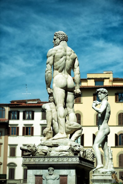 Florenz Piazza della Signoria Statue im Vintage-Stil