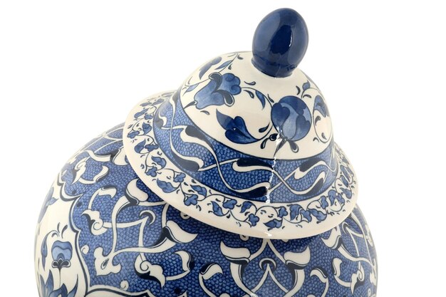 Florero de cerámica antiguo decorativo hecho a mano