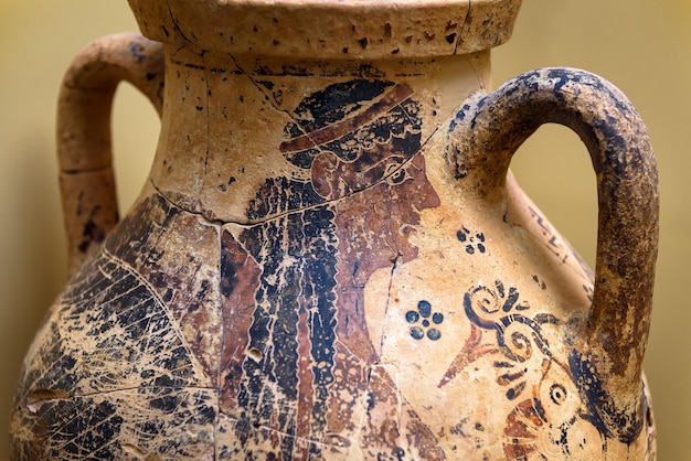 Foto florero de las excavaciones en mycenae grecia archeologi pintado