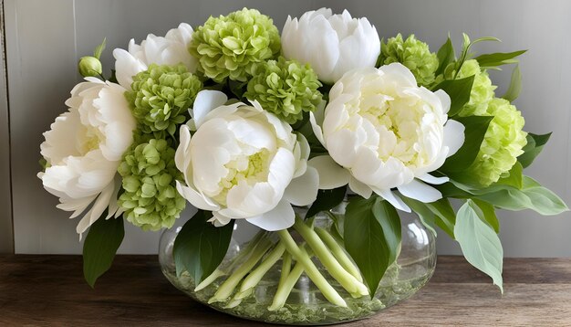 Foto un florero con un florero de flores en una mesa