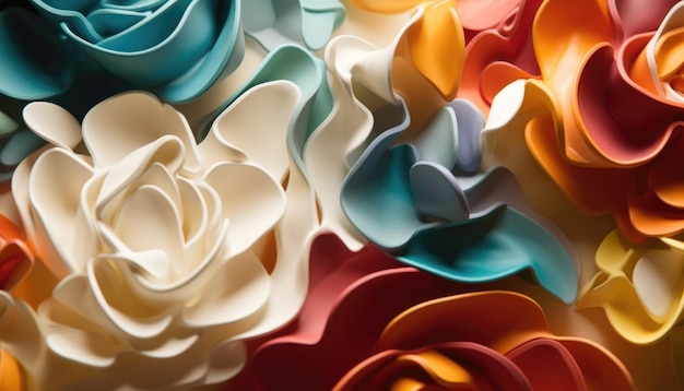 flores 3d coloridas renderizadas em 3D Creative Ai