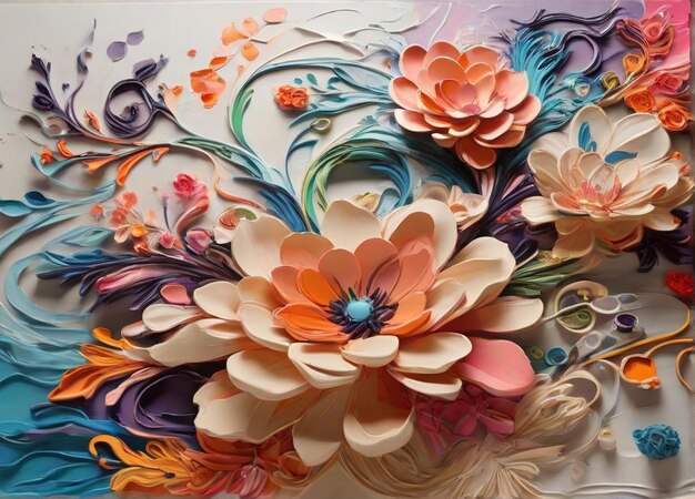 Flores 3D e uma explosão de cores geradas pela Ai