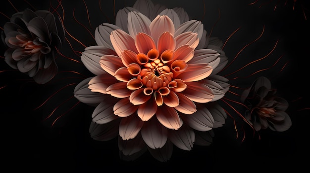 Flores 3D elegantes em um fundo escuro