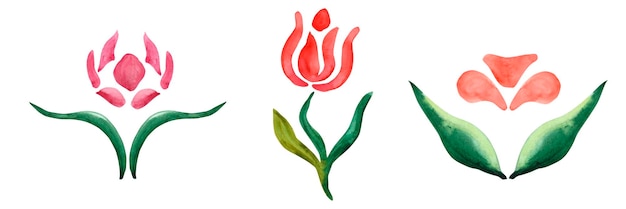 Flores abstractas flores míticas sobre un fondo blanco elementos para su diseño