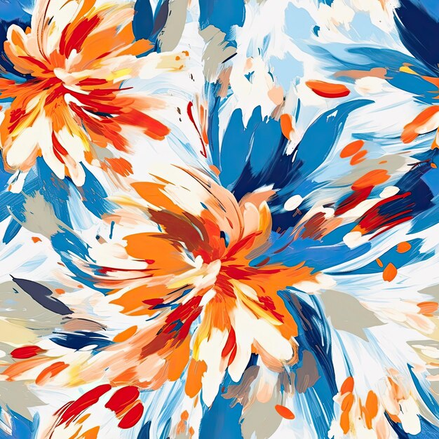 Flores abstractas pintura patrón floral transparente Trazos expresivos Hermosa composición elegante
