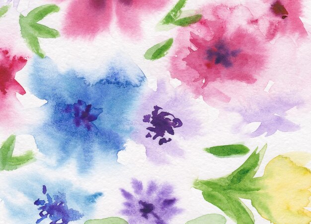 Flores abstratas em aquarela desenhadas à mão