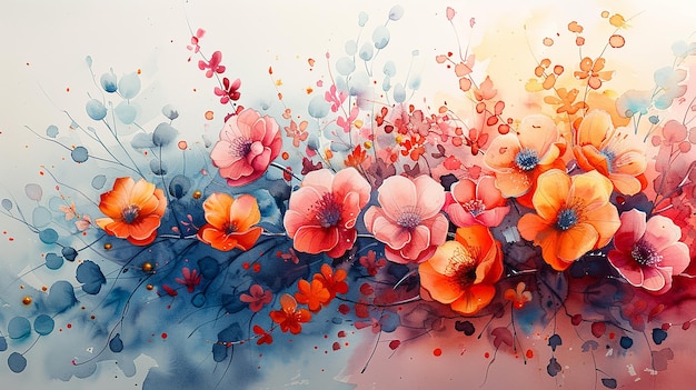 Flores abstratas em aquarela