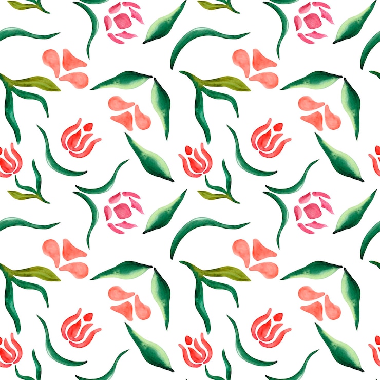 Foto flores abstratas padrão sem costura de flores de aquarela abstratas em um fundo branco para o seu
