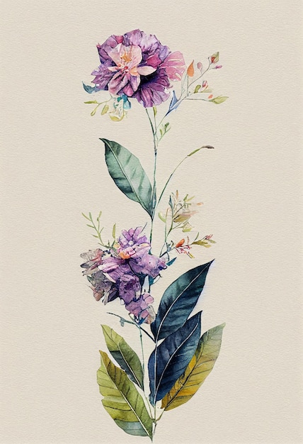 Flores de acuarela Arte de la pared Flor silvestre botánica Arte imprimible Arte de la flor Ilustración floral Na