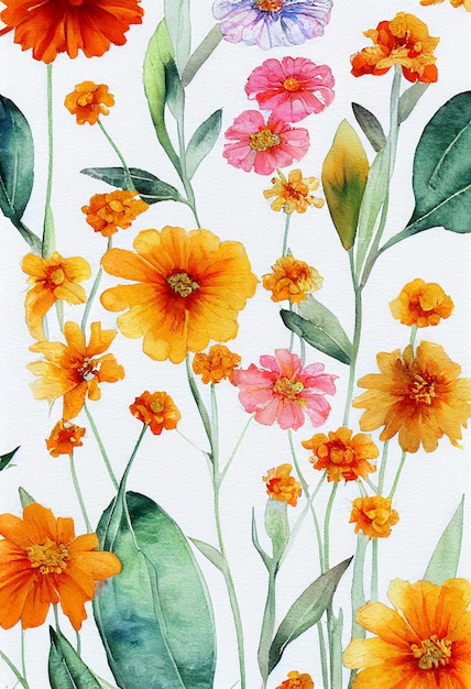Flores de acuarela Arte de la pared Flor silvestre botánica Arte imprimible Arte de la flor Ilustración floral Na