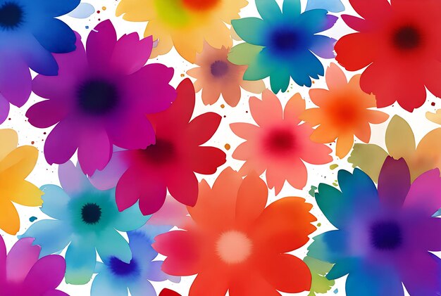 Foto flores de acuarela en colores abstractos de variados tamaños.