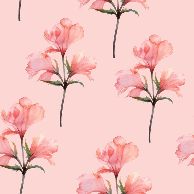 Flores de acuarela patrón sin costuras hermoso fondo delicado con elementos botánicos