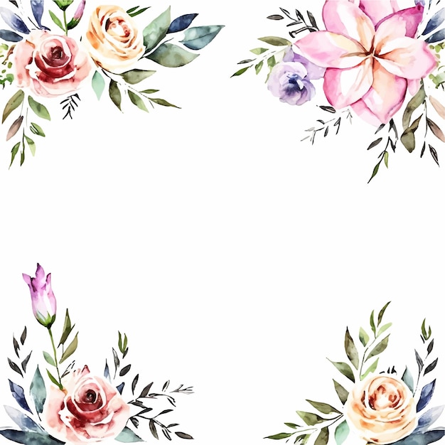 Flores de acuarela sobre un fondo blanco