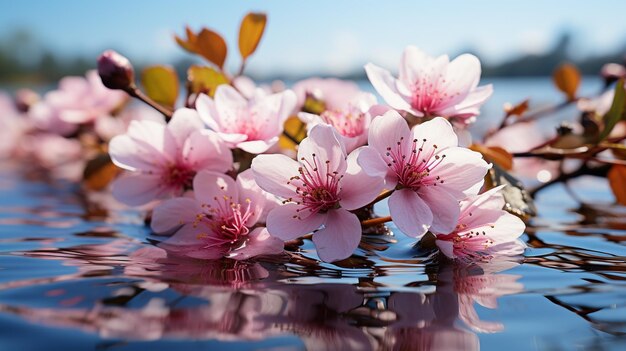 flores en el agua con el cielo en el fondo