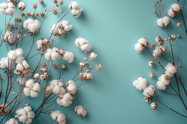 flores de algodón blancas y esponjosas sobre un fondo claro