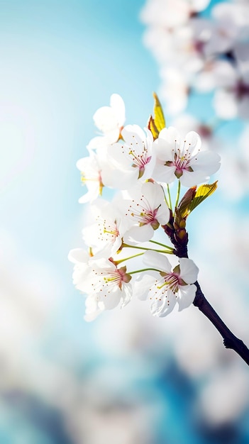 Flores de almendro con ramas y nuez de almendra de cerca Temporada de flores