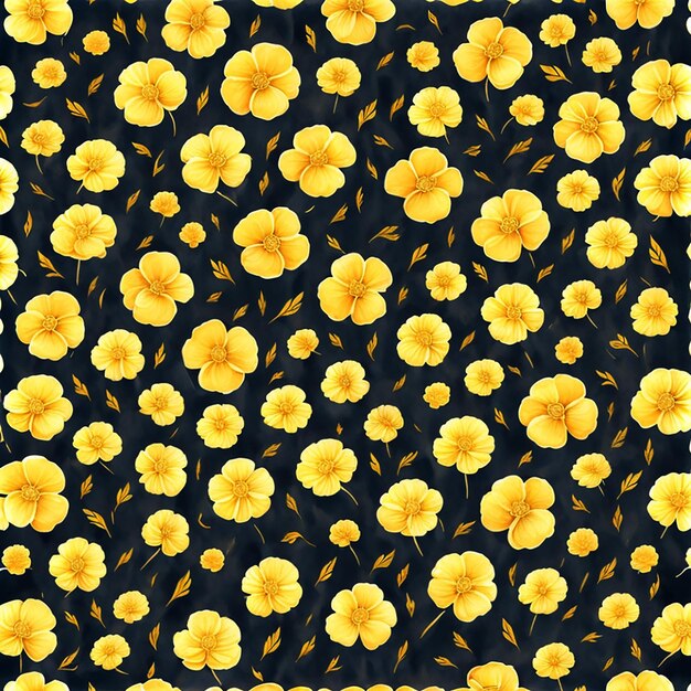 flores amarelas aquarela padrões sem costura