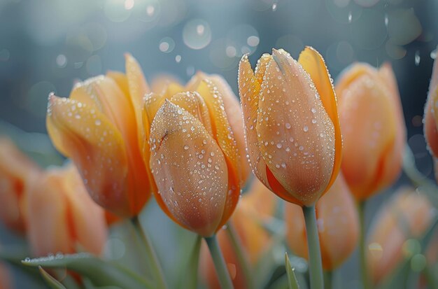 Flores amarelas cobertas de gotas de água