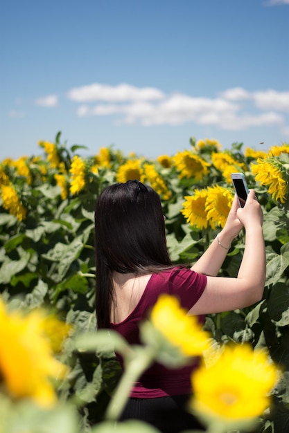 Flores amarelas contra o céu nublado