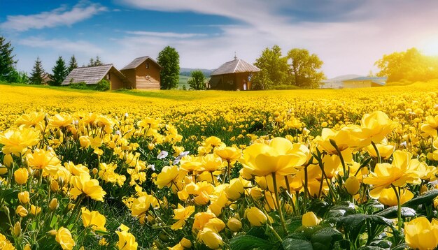 Foto flores amarelas de verão em jardins anuais