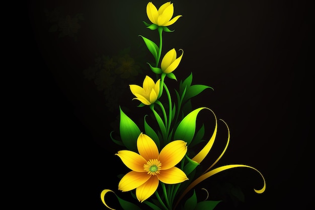Flores amarelas em um fundo preto