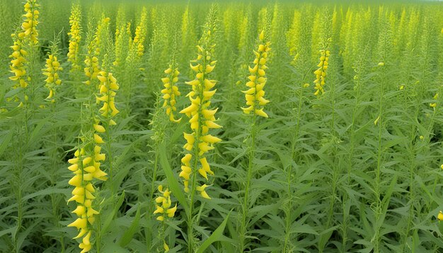 Foto flores amarelas no campo as flores amarelas estão balançando no vento