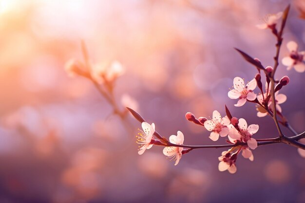 Flores amarelas realistas fundo de primavera desfocado