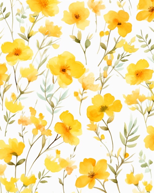 Foto flores amarillas acuarela patrones sin fisuras