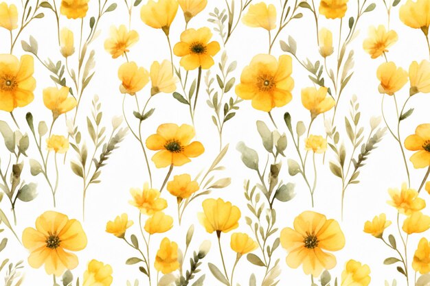 Flores amarillas acuarela patrones sin fisuras