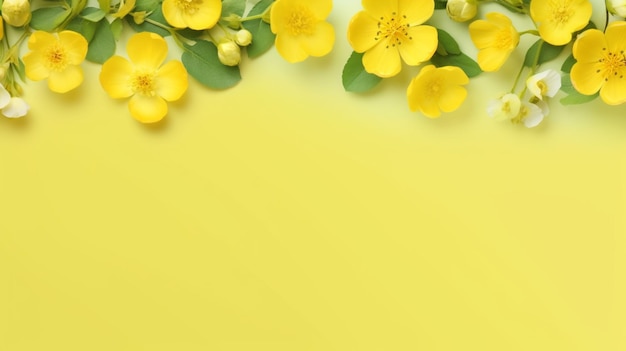 Flores amarillas sobre un fondo amarillo.