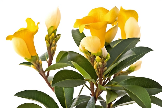 Flores amarillas sobre un fondo blanco Fotografía de estudio de primer plano