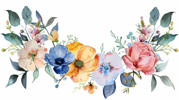 Flores aquareladas elegantes perfeitas para cartões de saudação, convites e impressões de decoração doméstica