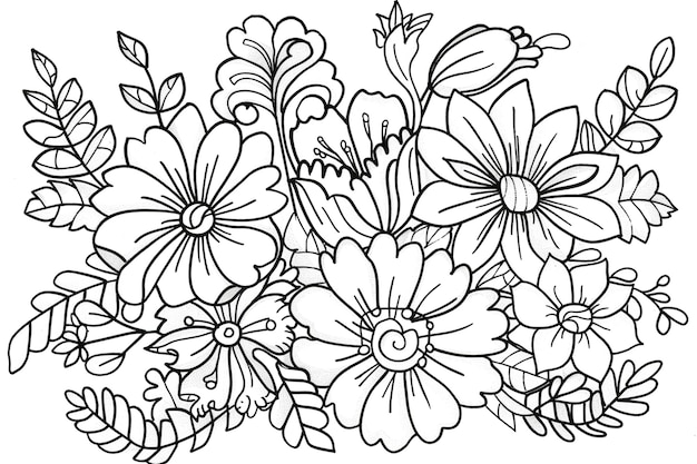 Flores aquarelas arte detalhada