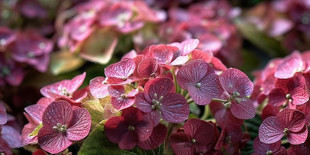 Flores artificiais de hortênsia de perto