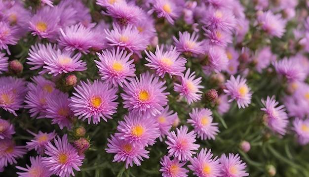 Flores de aster púrpura en el jardín