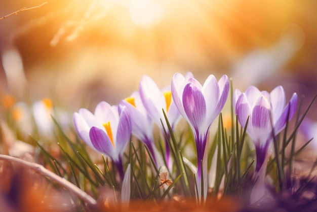 Flores de azafrán al sol