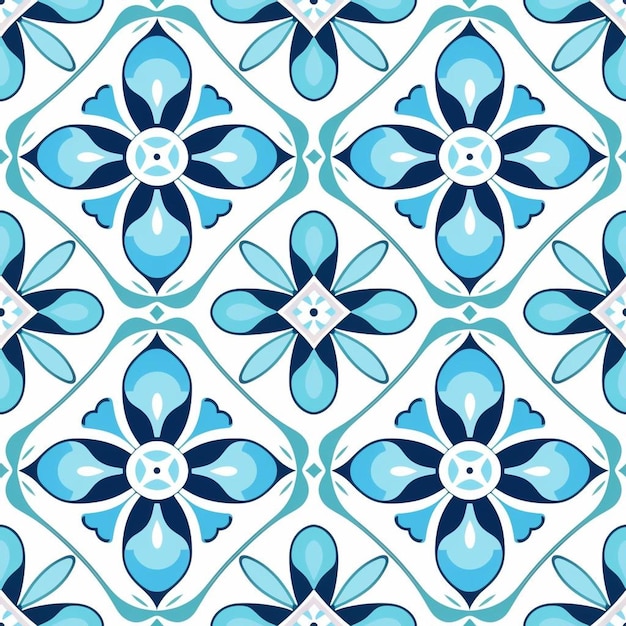 Flores azuis e brancas em uma ilustração de arte vetorial de fundo azul