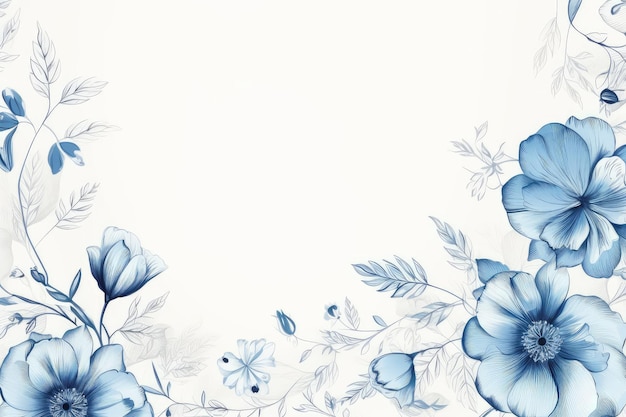 Flores azuis em um fundo branco