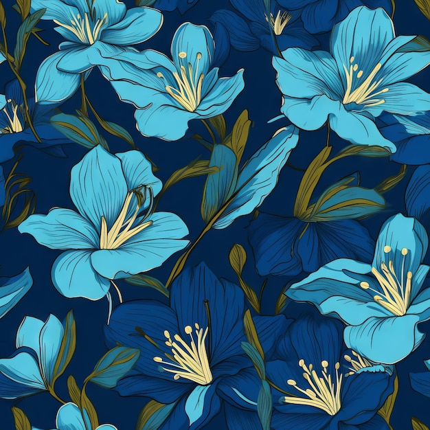 Flores azuis em um fundo preto