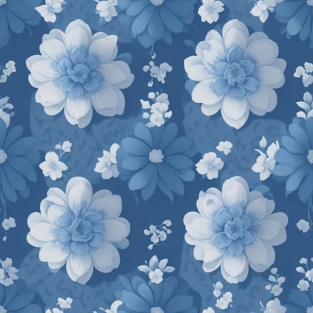 Flores azules acuarela Diseño de patrones sin fisuras con fondo