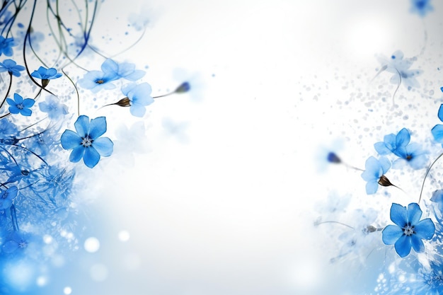 Flores azules sobre un fondo blanco Fondo floral Primavera