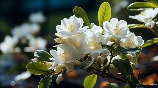 Foto flores blancas en un árbol en el jardín