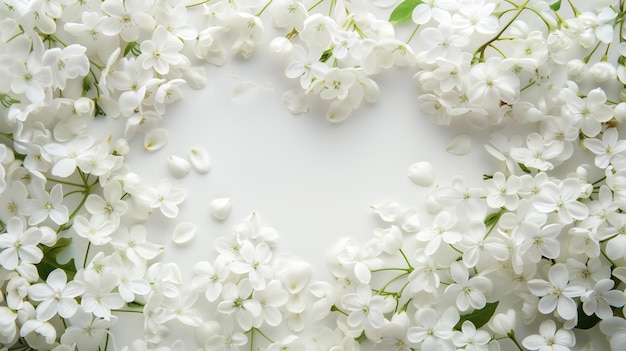 Flores blancas con espacio para texto sobre fondo blanco adecuadas para varios temas