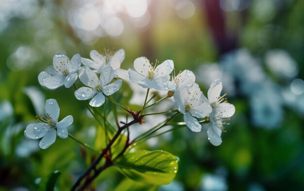 las flores blancas florecen