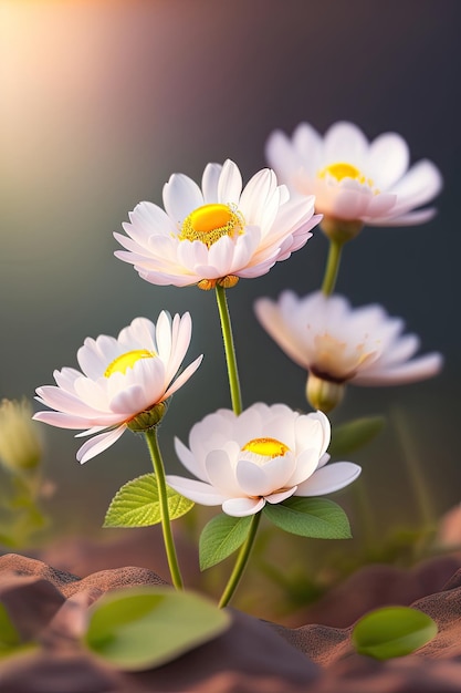 Flores blancas en un fondo borroso